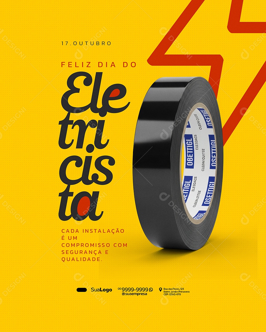 Feliz Dia do Eletricista 17 de Outubro Social Media PSD Editável