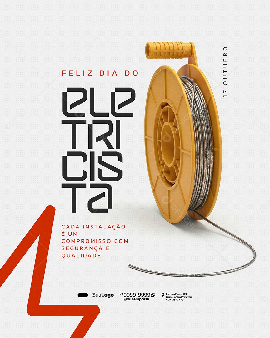 Dia do Eletricista 17 de Outubro Social Media PSD Editável
