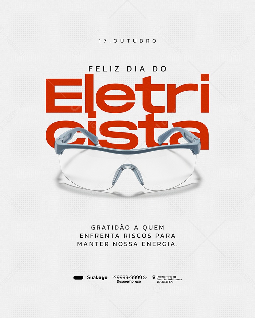 Feliz Dia do Eletricista 17 de Outubro Social Media PSD Editável