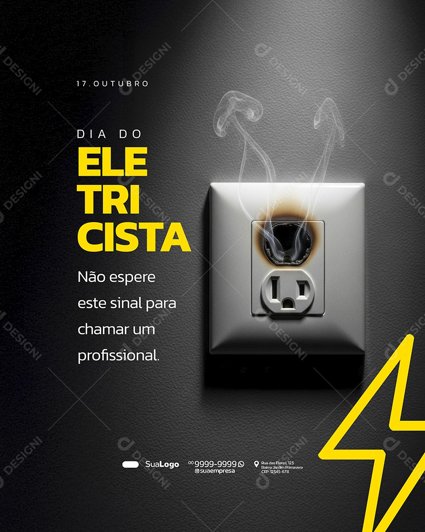 Feliz Dia do Eletricista 17 de Outubro Social Media PSD Editável