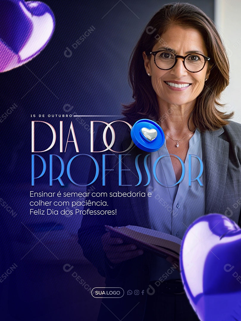 Dia do Professor 15 de Outubro Social Media PSD Editável