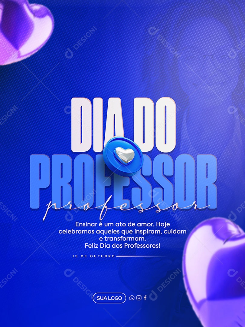 Dia do Professor 15 de Outubro Social Media PSD Editável