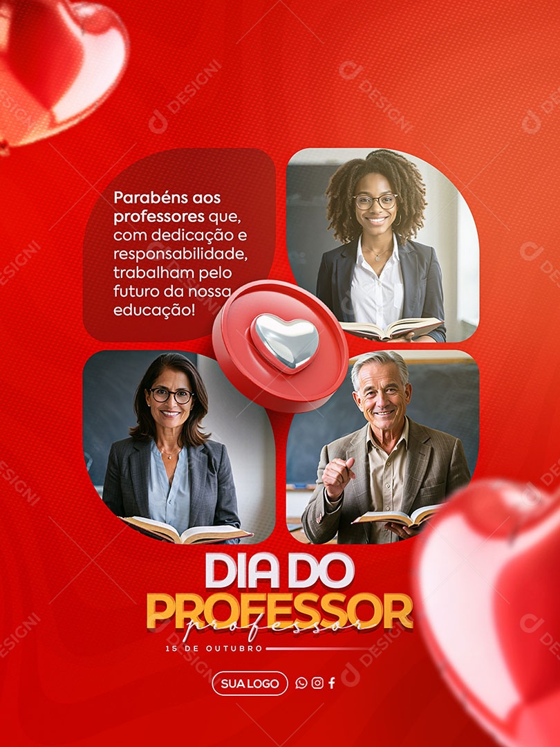 Dia do Professor 15 de Outubro Social Media PSD Editável