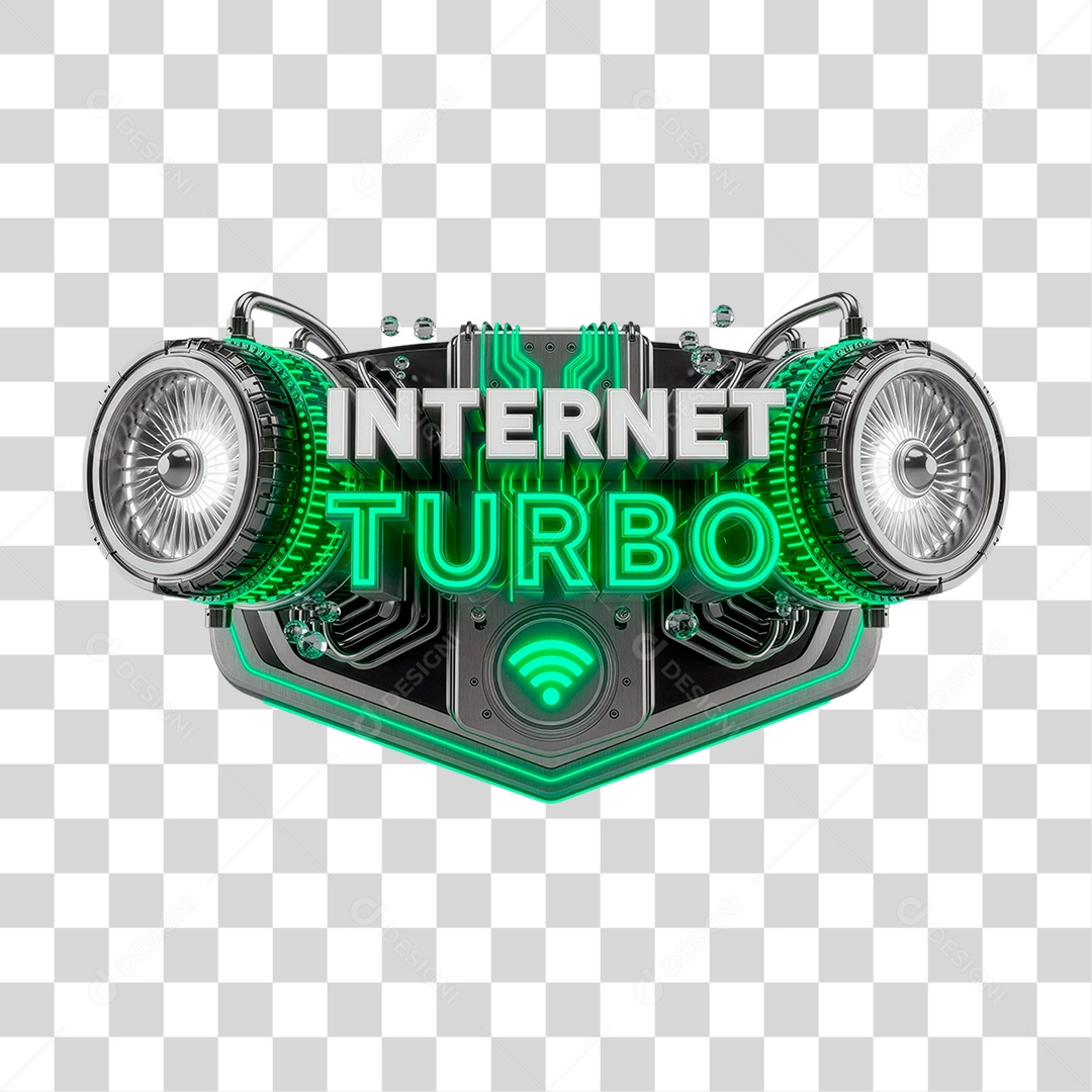 Selo 3D Internet Turbo PNG Transparente