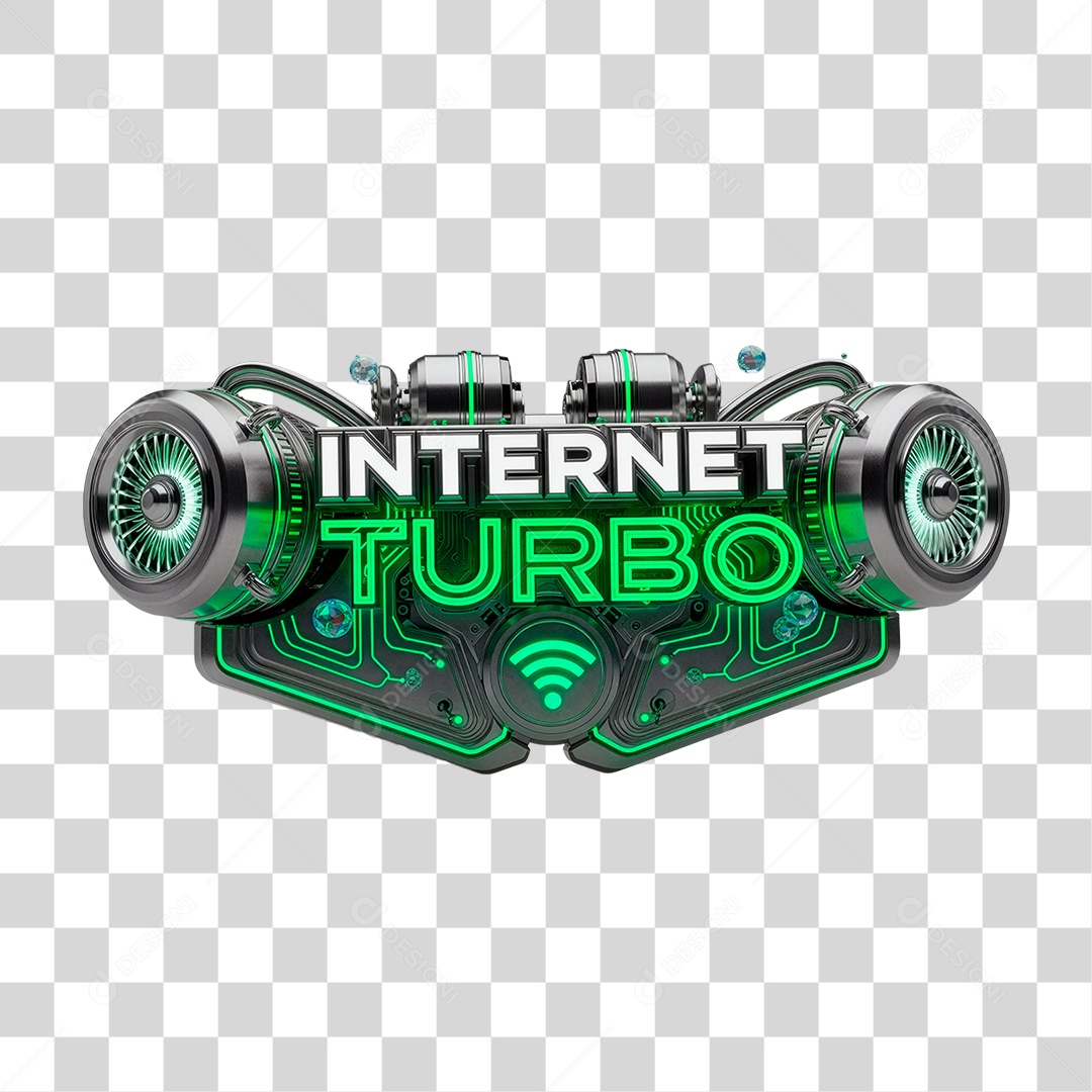 Selo 3D Internet Turbo PNG Transparente