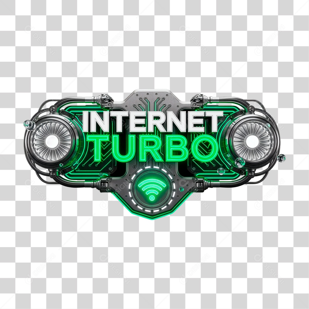 Selo 3D Internet Turbo PNG Transparente