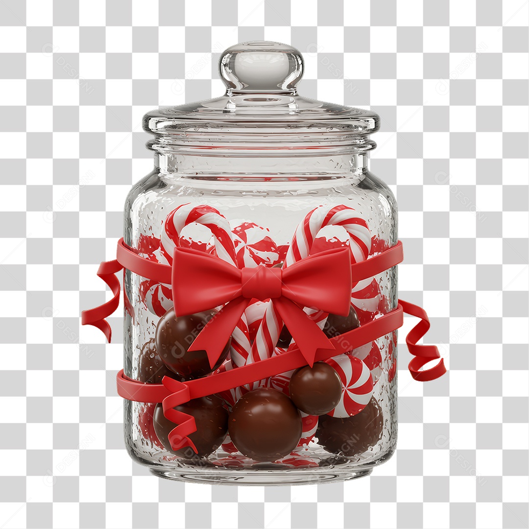 Pote de Vidro com Doces para Decoração de Natal PNG Transparente