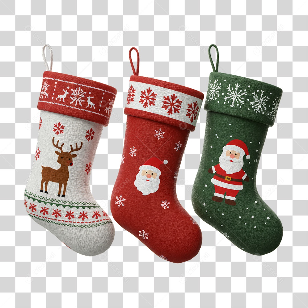Meias para Decoração de Natal PNG Transparente