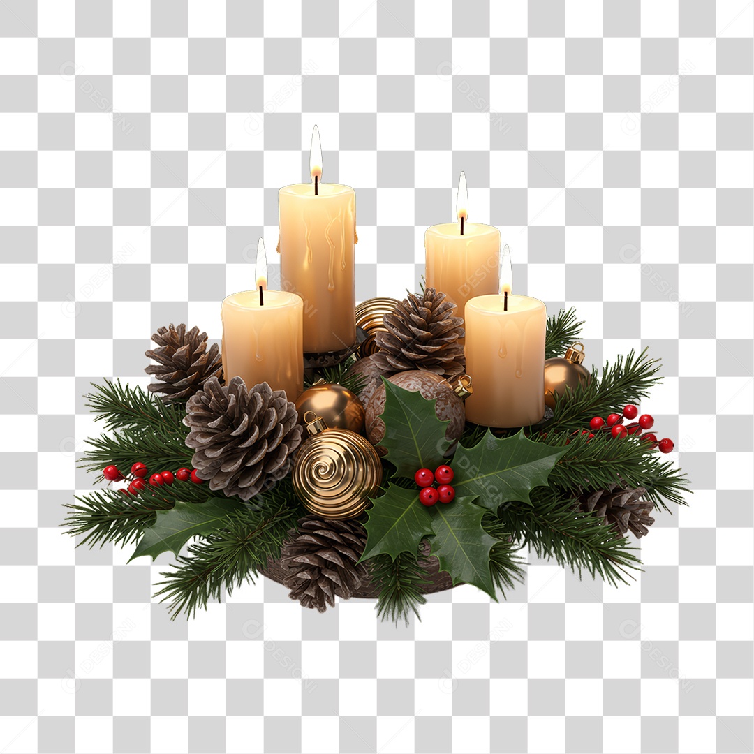 Velas com Decoração de Natal PNG Transparente