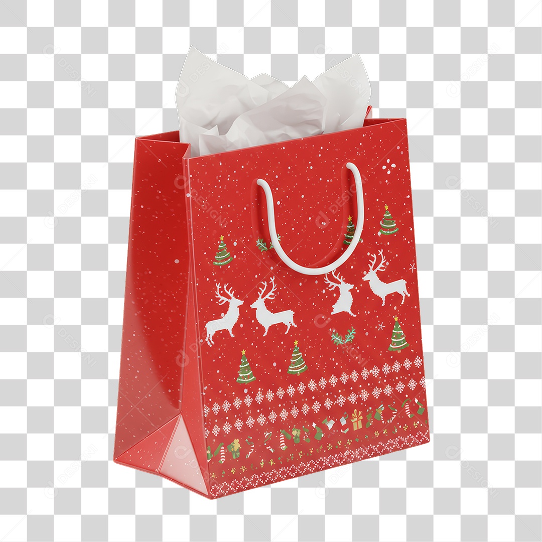 Sacola de Presentes com Decoração de Natal PNG Transparente
