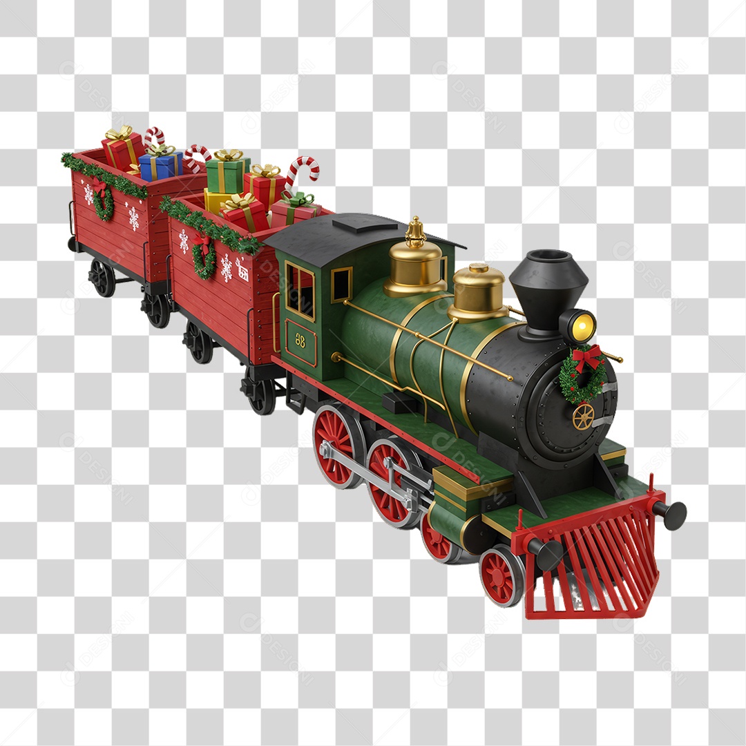 Trem de Brinquedo Decoração de Natal PNG Transparente