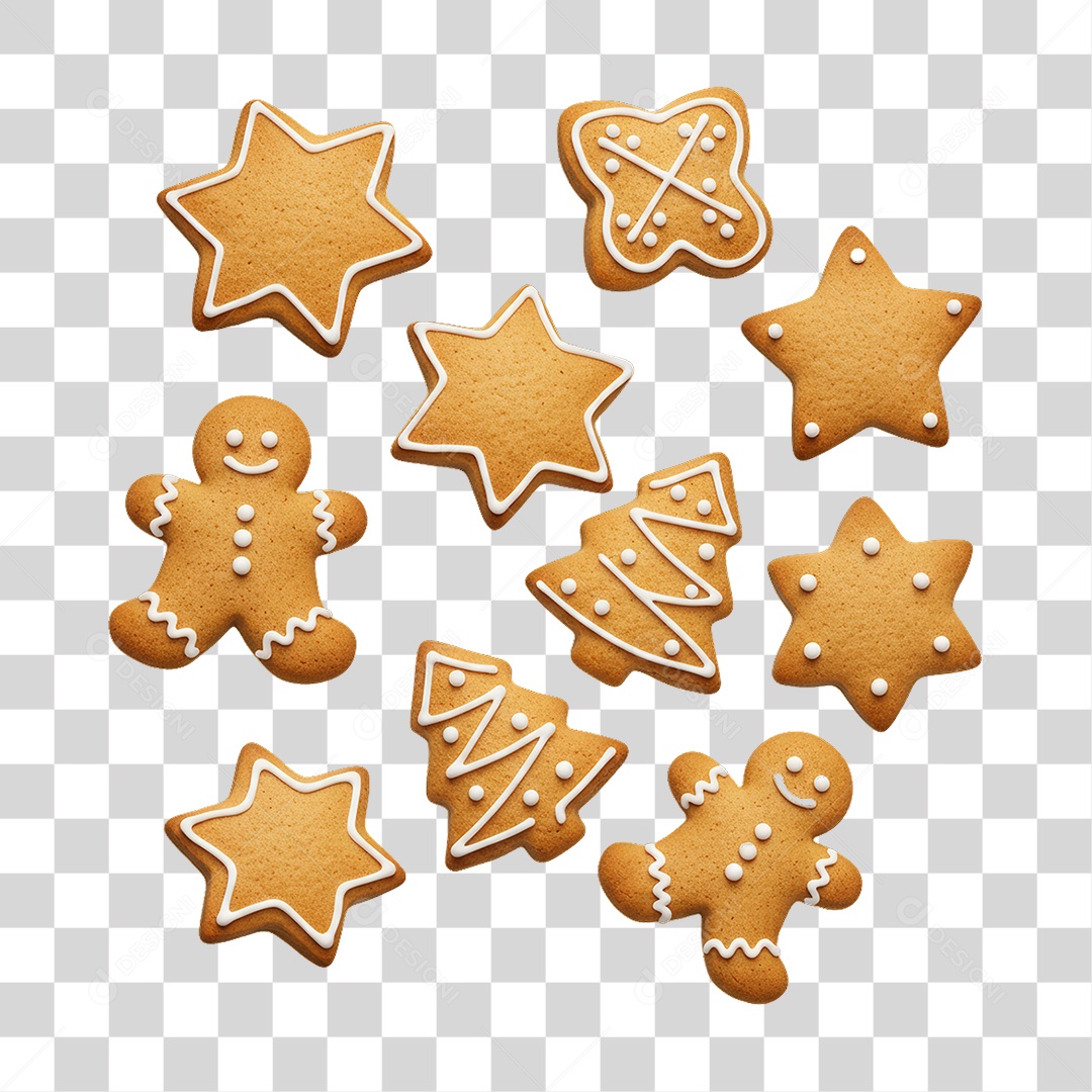 Biscoitos com Decoração de Natal PNG Transparente