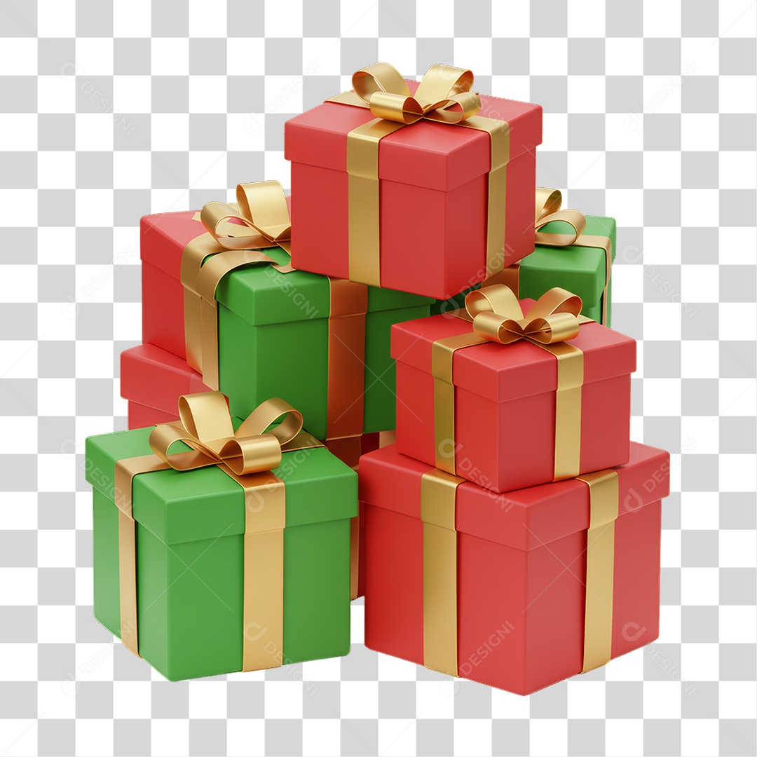 Caixa de Presentes Decoração de Natal PNG Transparente
