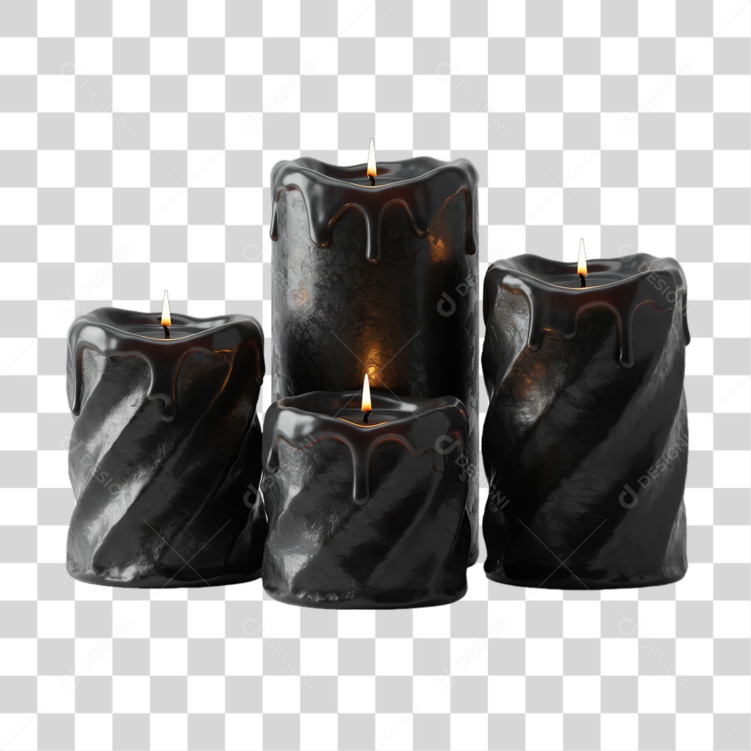 Velas Negras Decoração de Halloween PNG Transparente