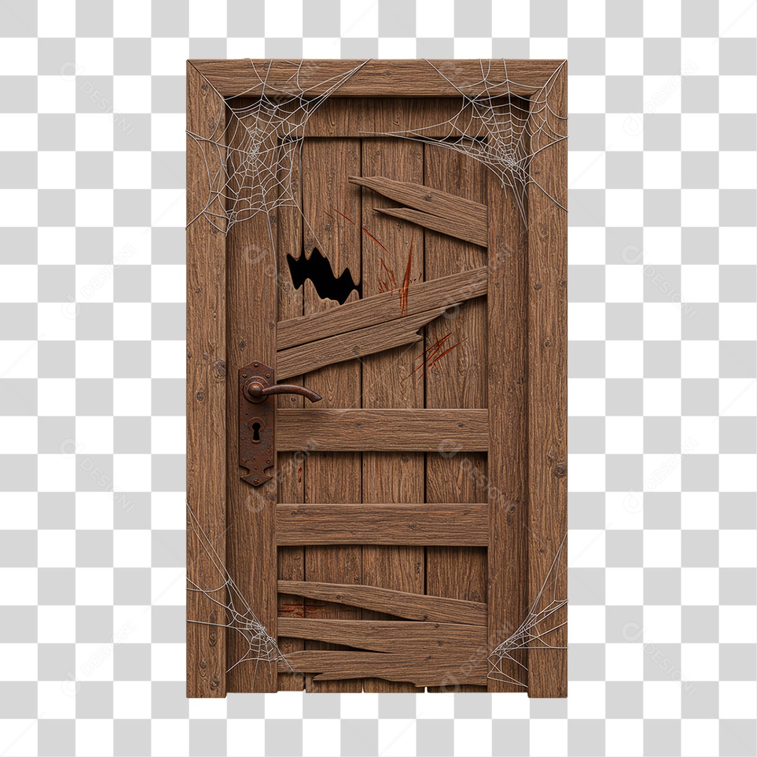Porta de Madeira Decoração de Halloween PNG Transparente