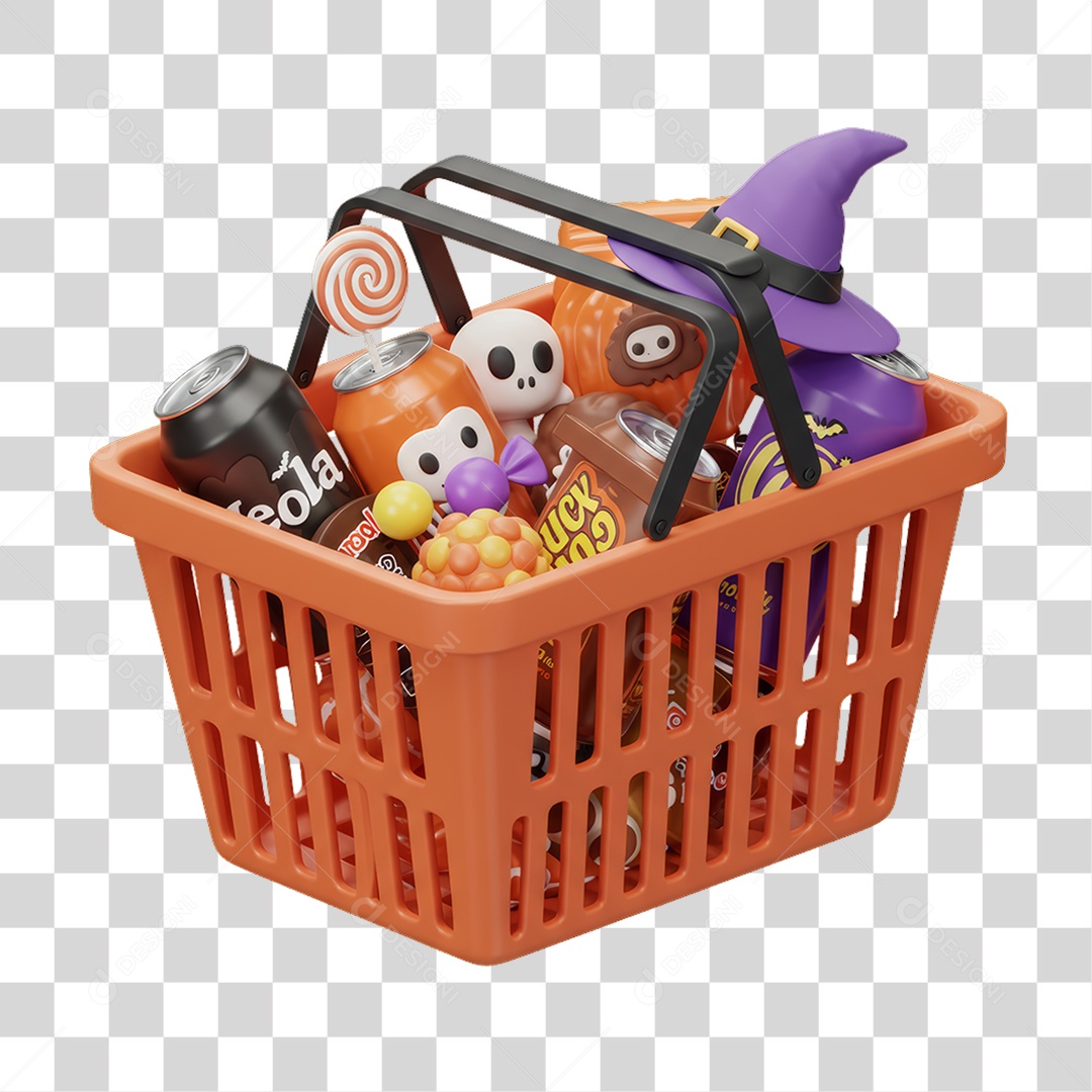 Cesta com Decoração de Halloween PNG Transparente