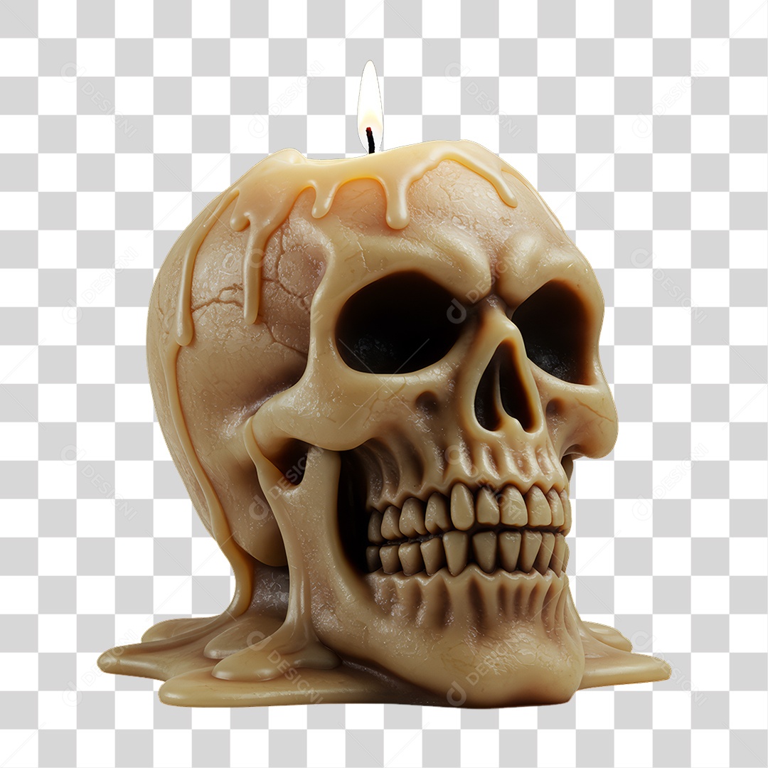 Caveira de Vela Decoração de Halloween PNG Transparente