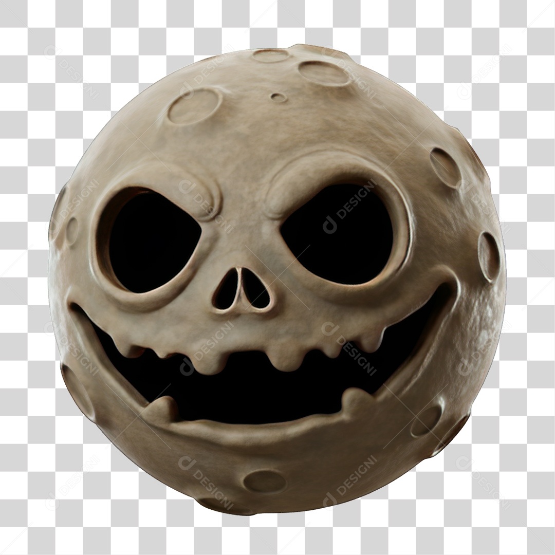 Lua com Carinha Assustadora Decoração de Halloween PNG Transparente