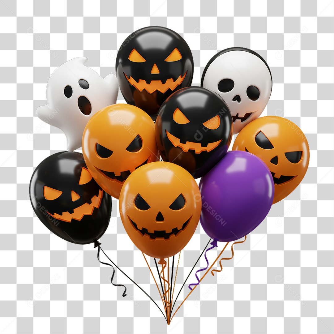 Balões Decoração de Halloween PNG Transparente