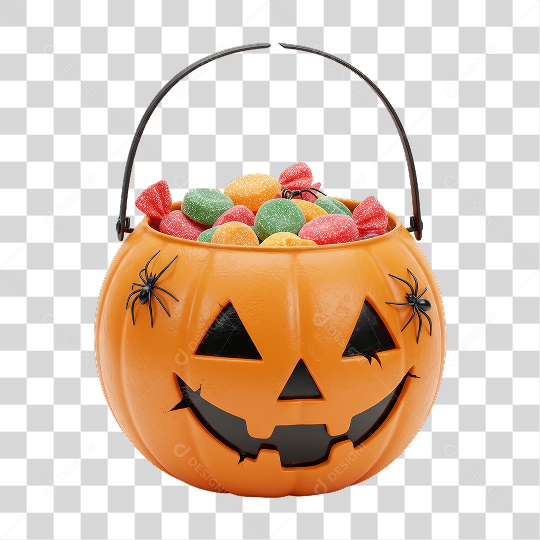 Caldeirão com Doces Decoração de Halloween PNG Transparente