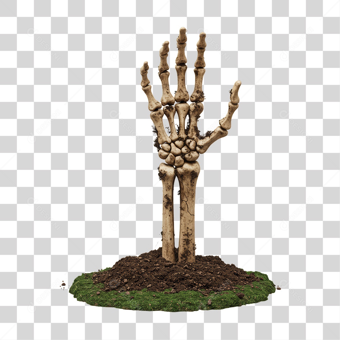 Mão de Esqueleto Saindo do Chão Decoração de Halloween PNG Transparente