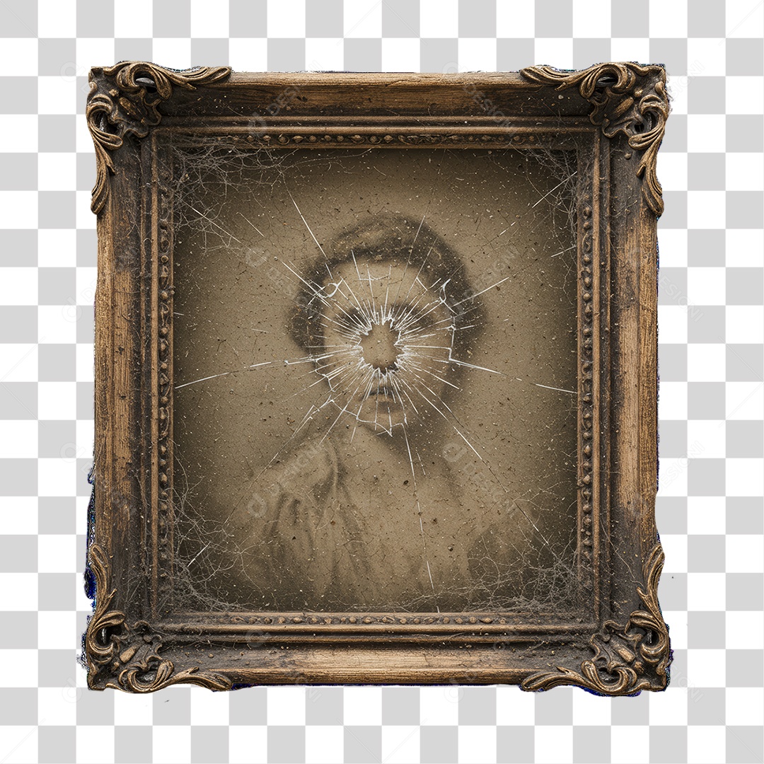 Quadro com Vidro Quebrado Decoração de Halloween PNG Transparente