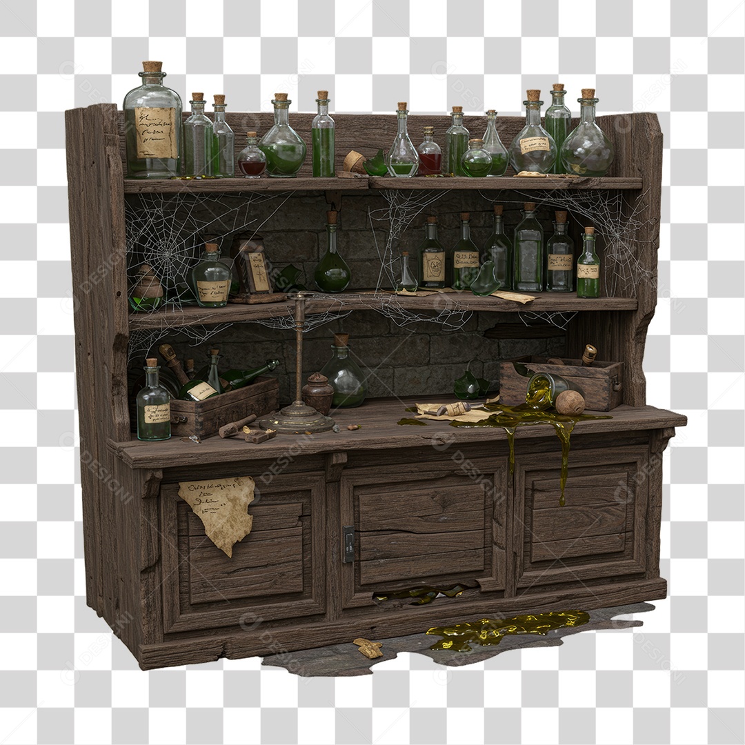 Prateleira com Decoração de Halloween PNG Transparente