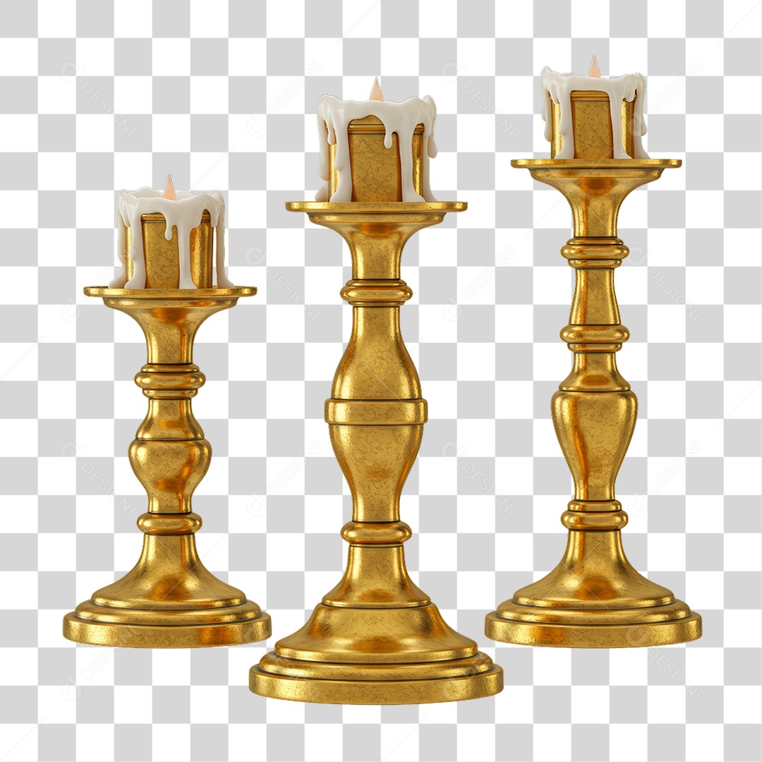 Base de Velas Decoração Dourada para Ano Novo PNG Transparente