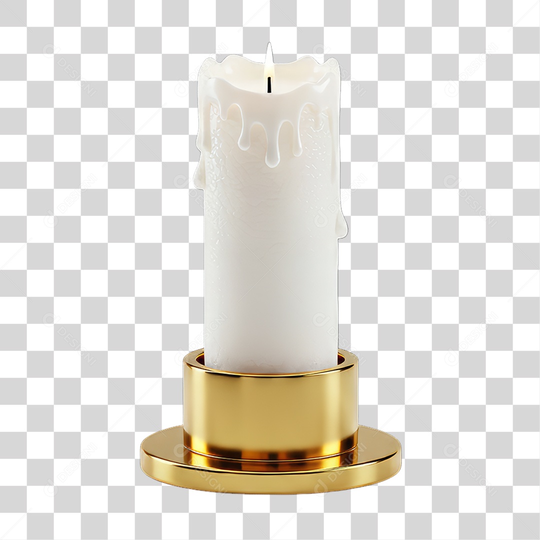 Vela Decoração Dourada para Ano Novo PNG Transparente