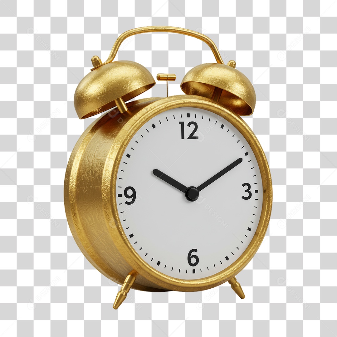 Relógio Decoração Dourada para Ano Novo PNG Transparente