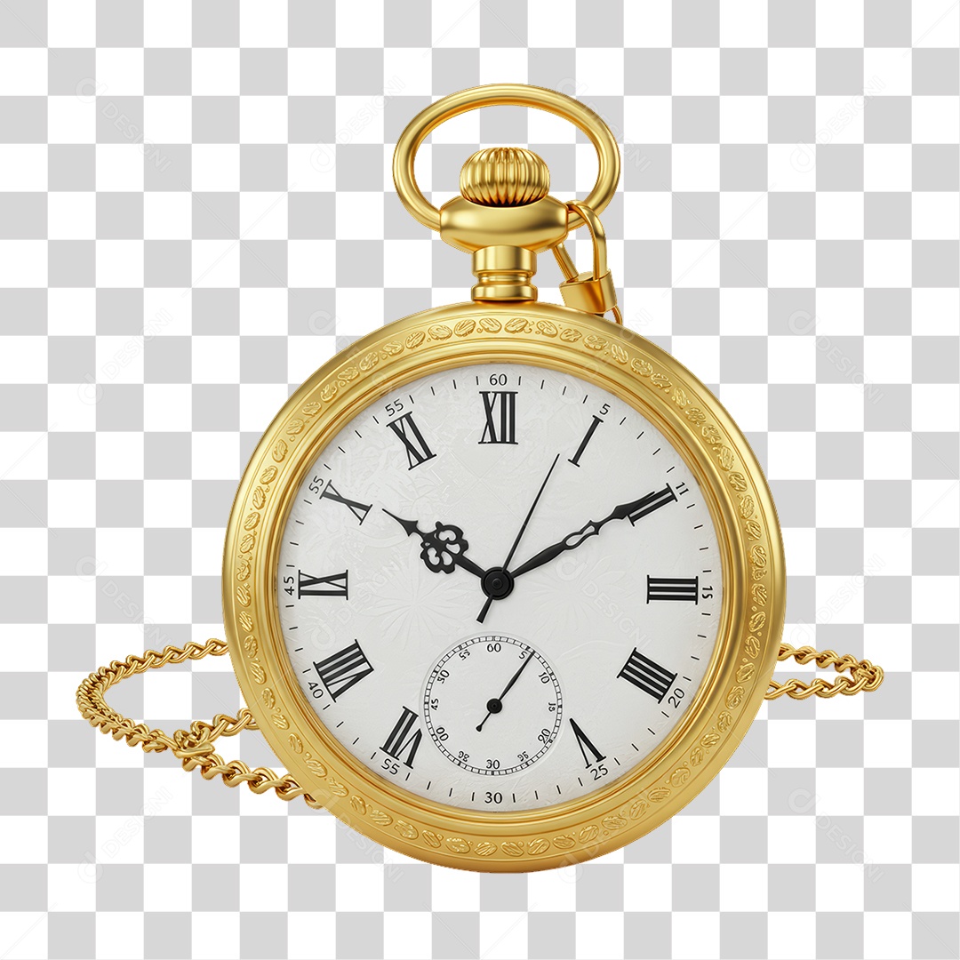 Relógio Decoração Dourada para Ano Novo PNG Transparente