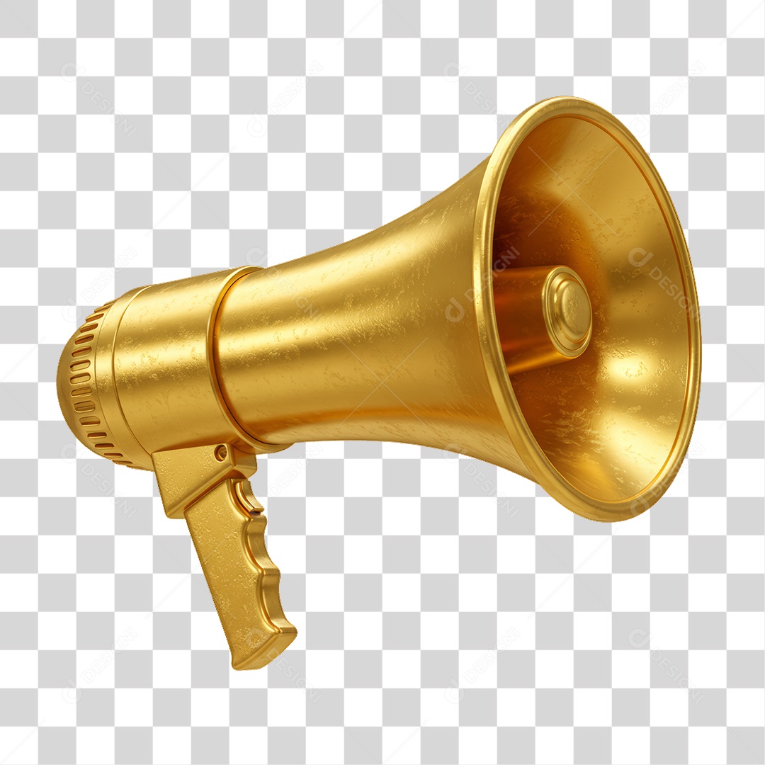 Megafone Decoração Dourada para Ano Novo PNG Transparente