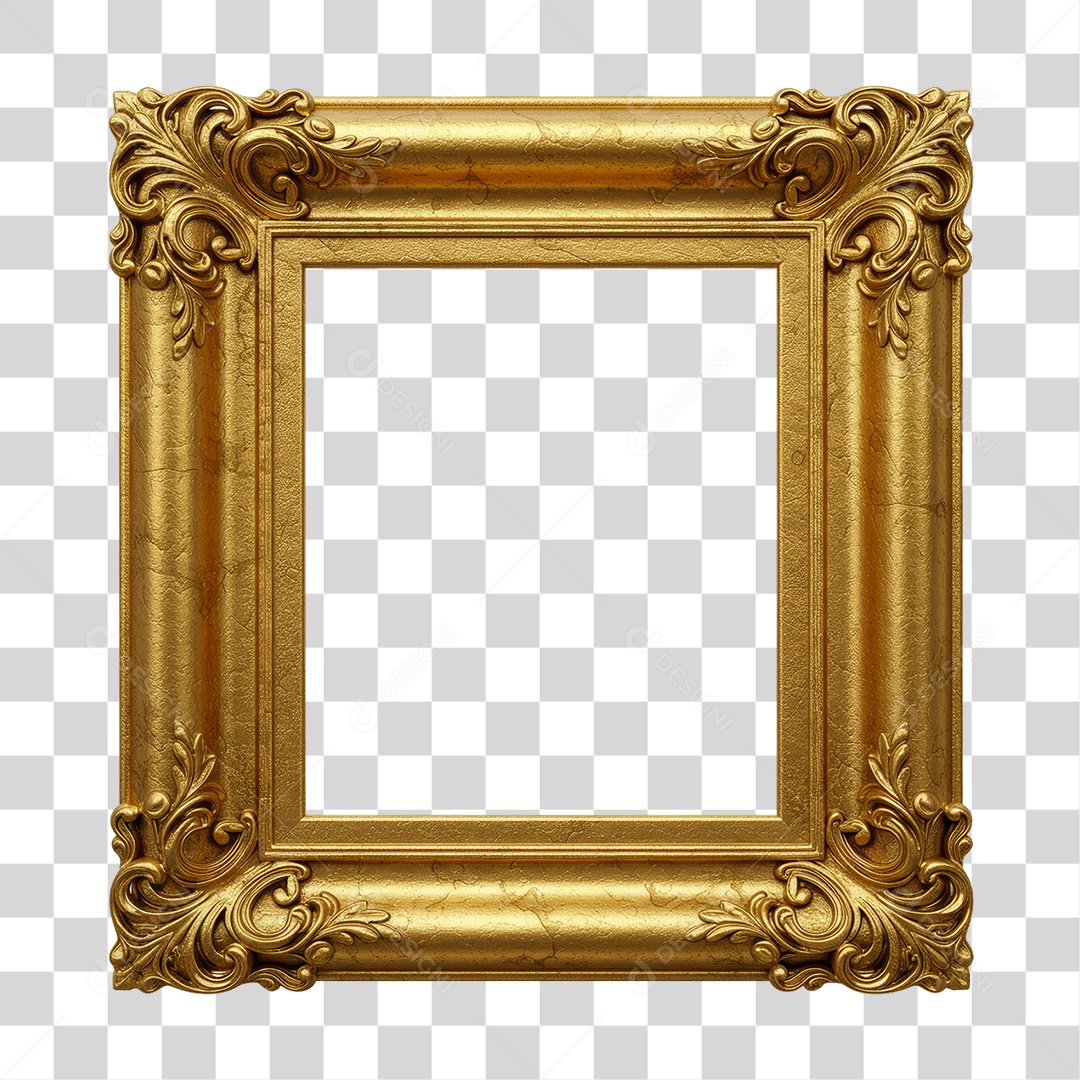 Moldura de Quadro Decoração Dourada para Ano Novo PNG Transparente