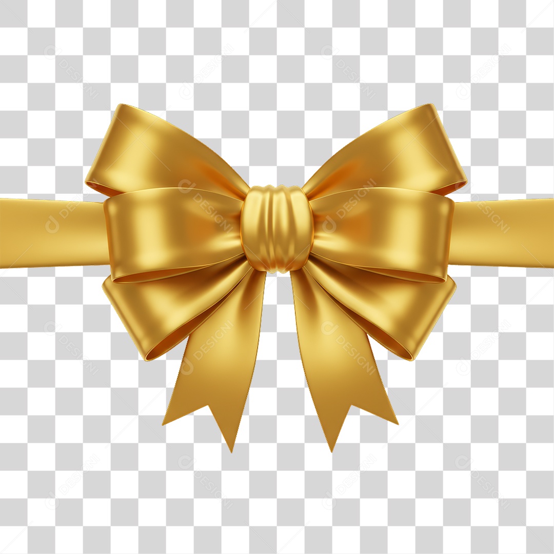 Laço Decoração Dourada para Ano Novo PNG Transparente