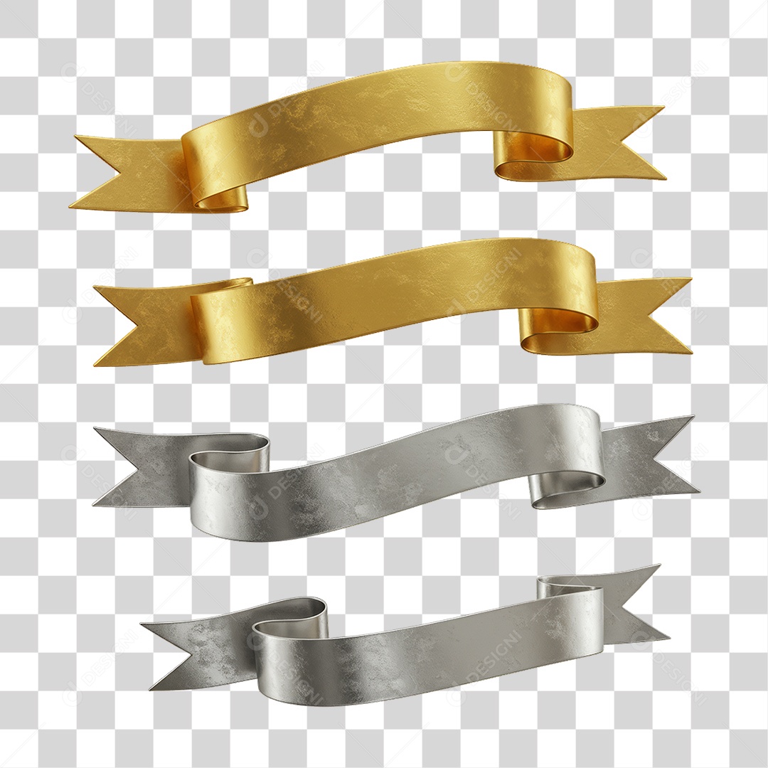 Fitas Decoração Dourada para Ano Novo PNG Transparente