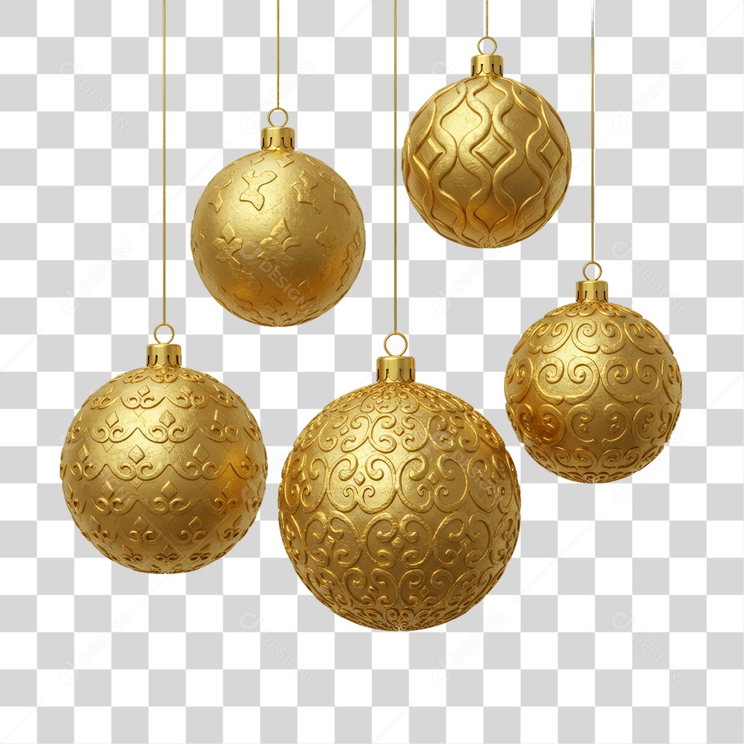 Enfeites Decoração Dourada para Ano Novo  PNG Transparente