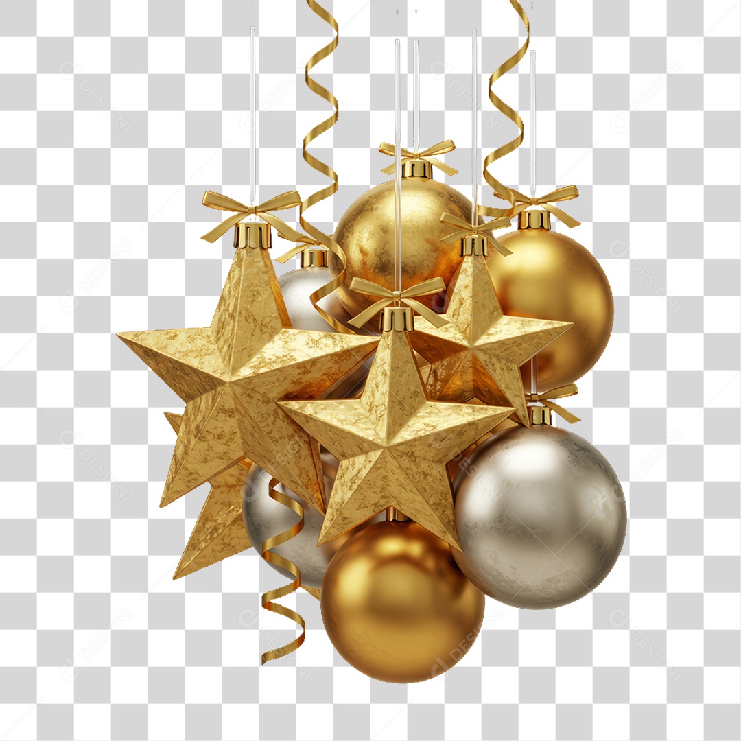 Enfeites Decoração Dourada para Ano Novo  PNG Transparente