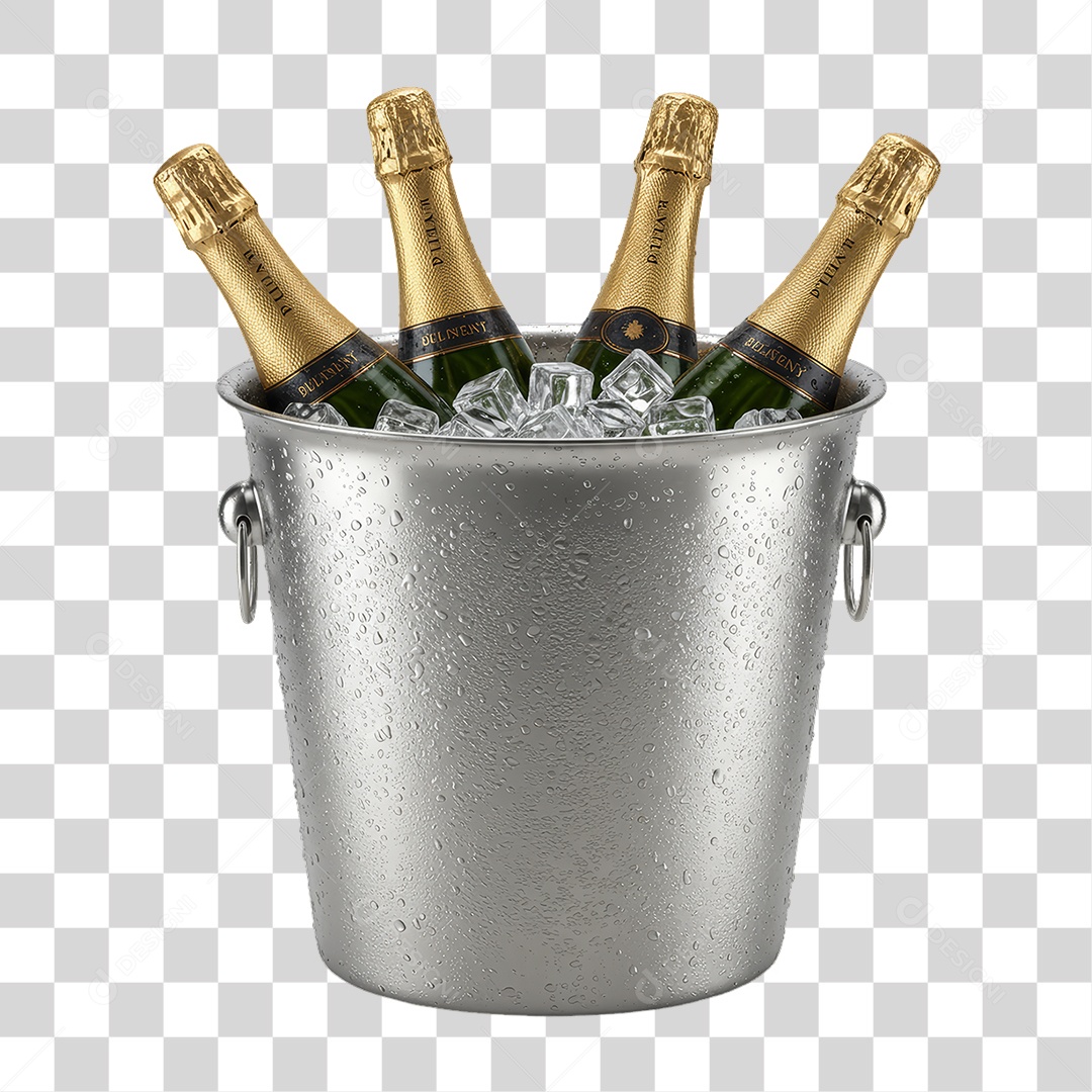 Balde com Garrafas de Champanhe PNG Transparente