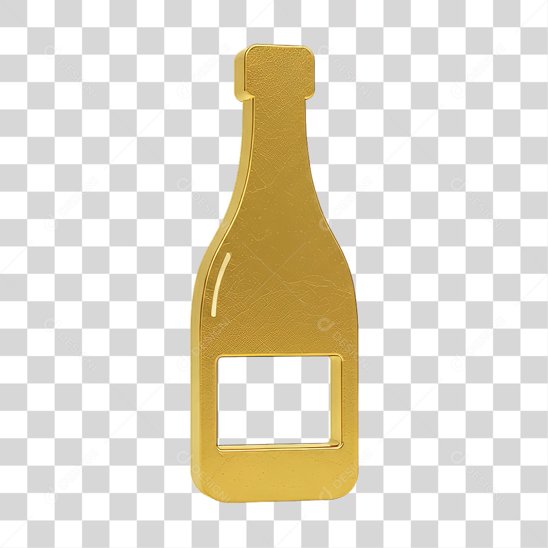 Abridor de Garrafa Dourado PNG Transparente