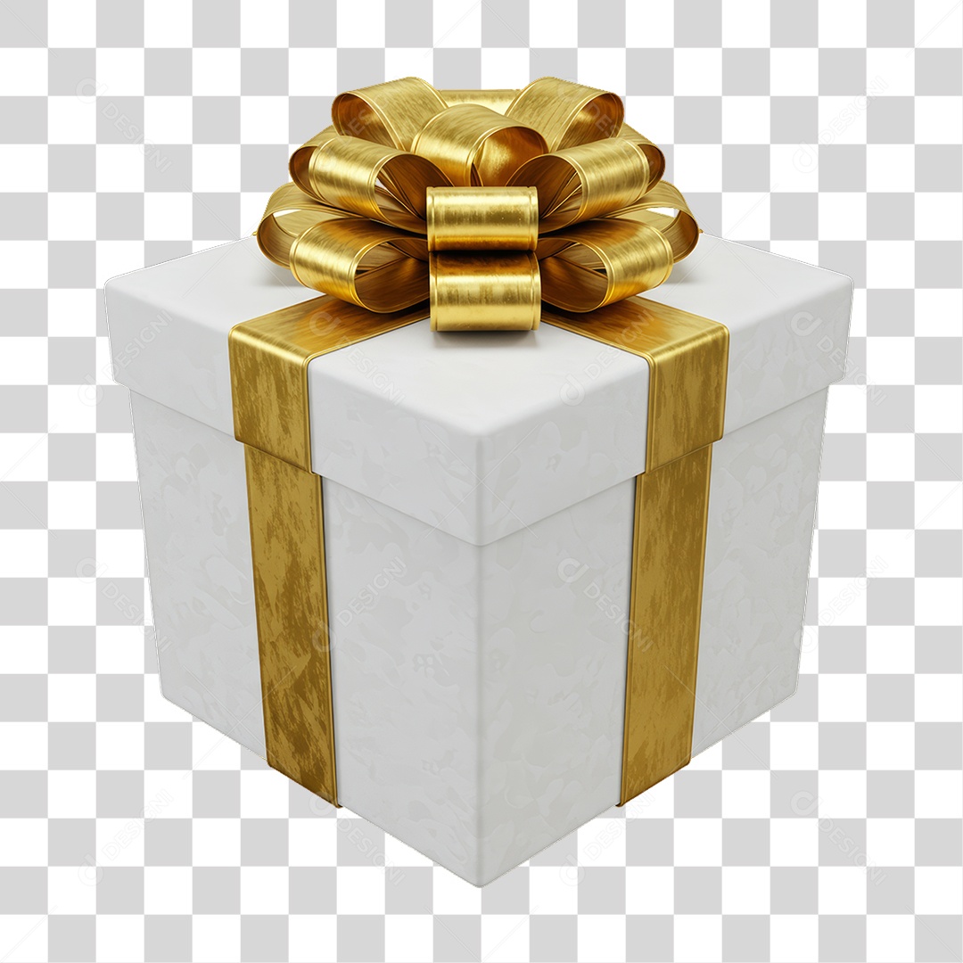 Caixa de Presente Dourada para Decoração PNG Transparente