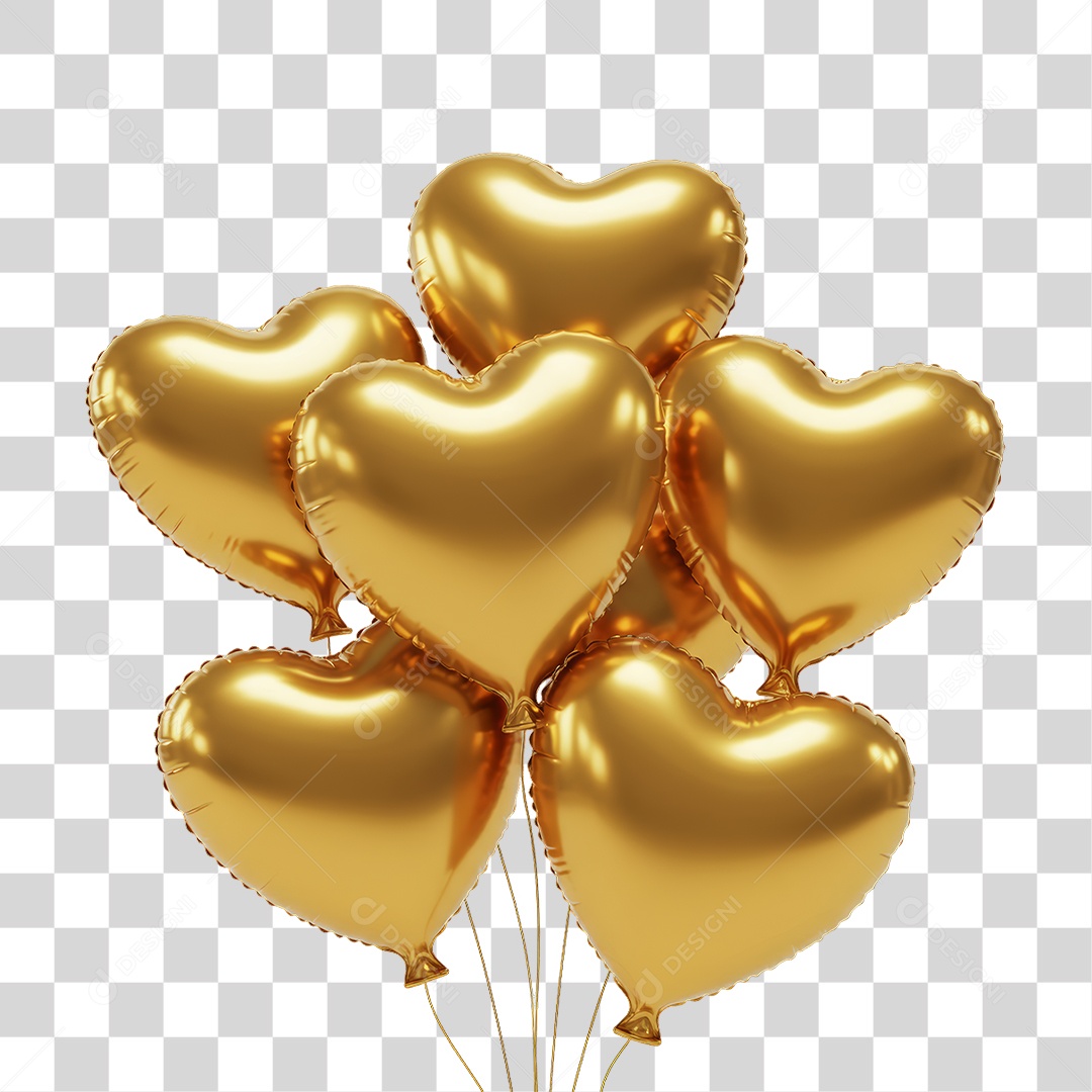 Balões Dourados para Decoração PNG Transparente