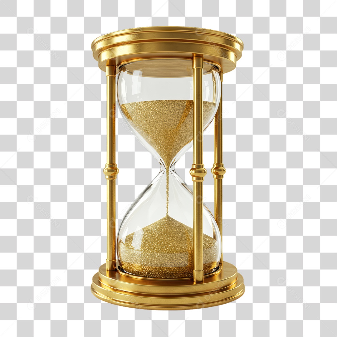 Ampulheta Dourada para Decoração PNG Transparente