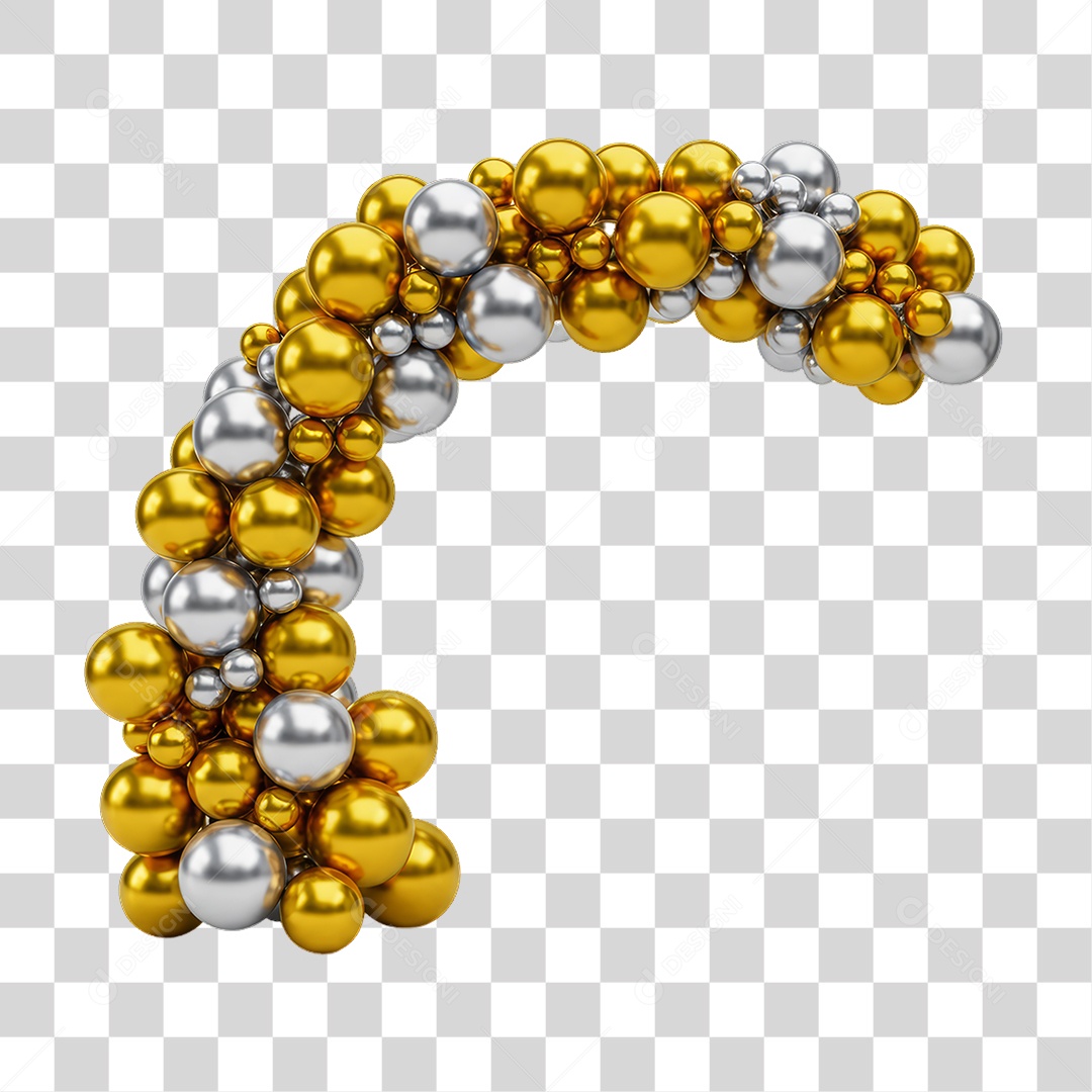 Balões Dourados para Decoração PNG Transparente