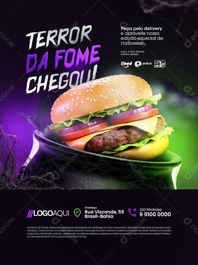 Hamburgueria Halloween Terror da Fome Chegou Social Media PSD Editável
