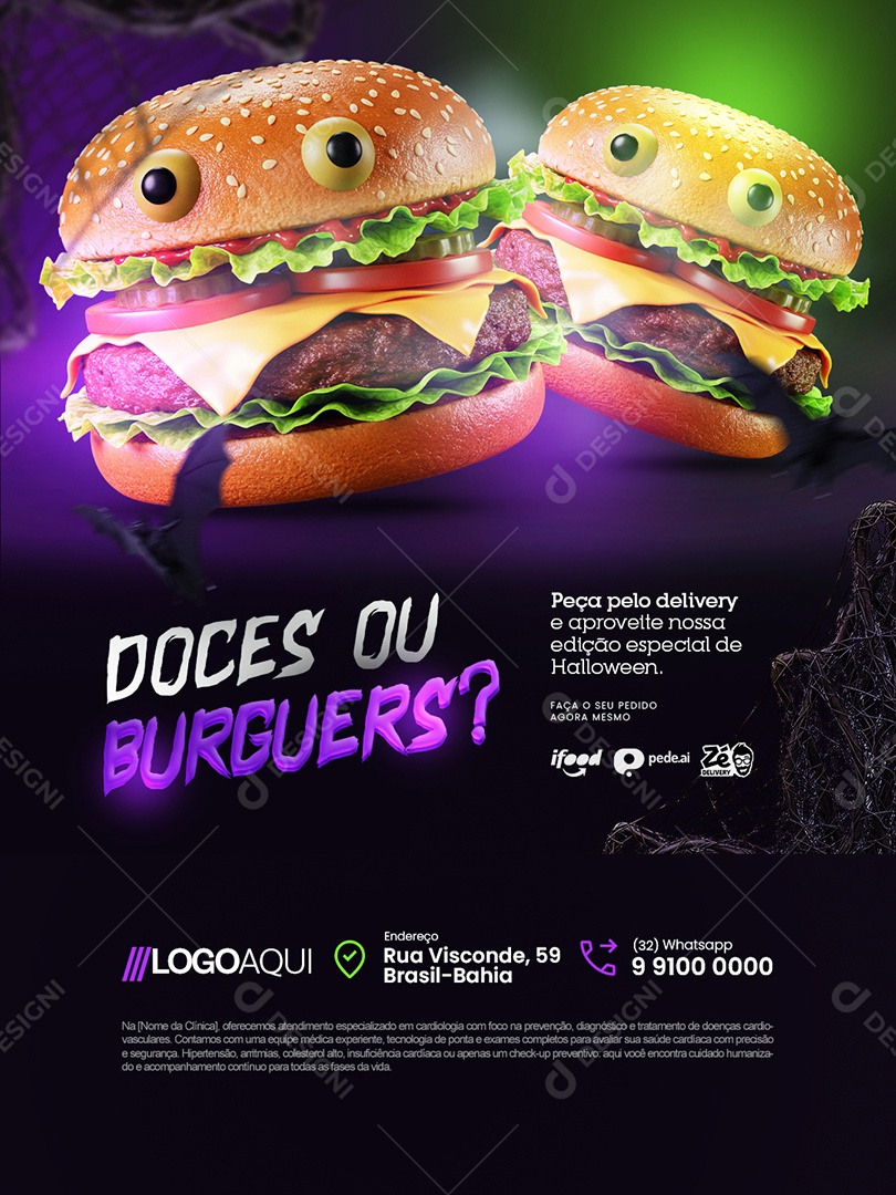 Hamburgueria Halloween Doces ou Burguers Social Media PSD Editável