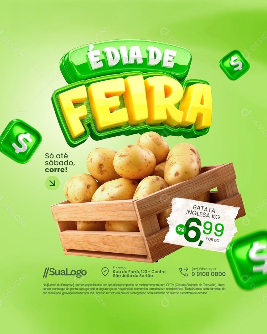 Hortifruti é Dia de Feira Batata Inglesa Só Até Sábado Corre Social Media PSD Editável