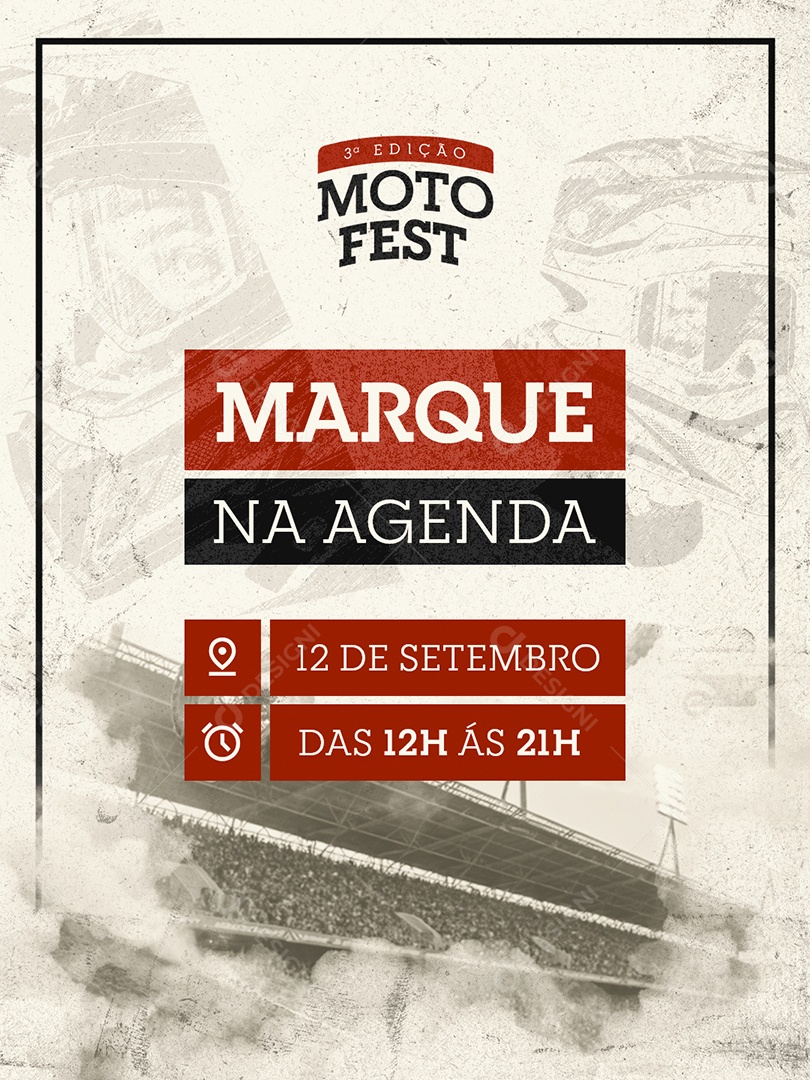 Moto Fest Marque na Agenda Social Media PSD Editável