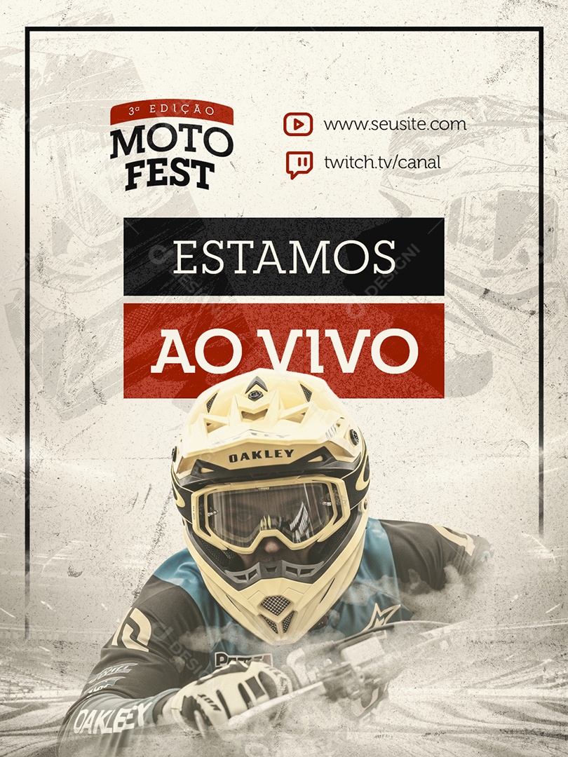Moto Fest Estamos Ao Vivo Social Media PSD Editável