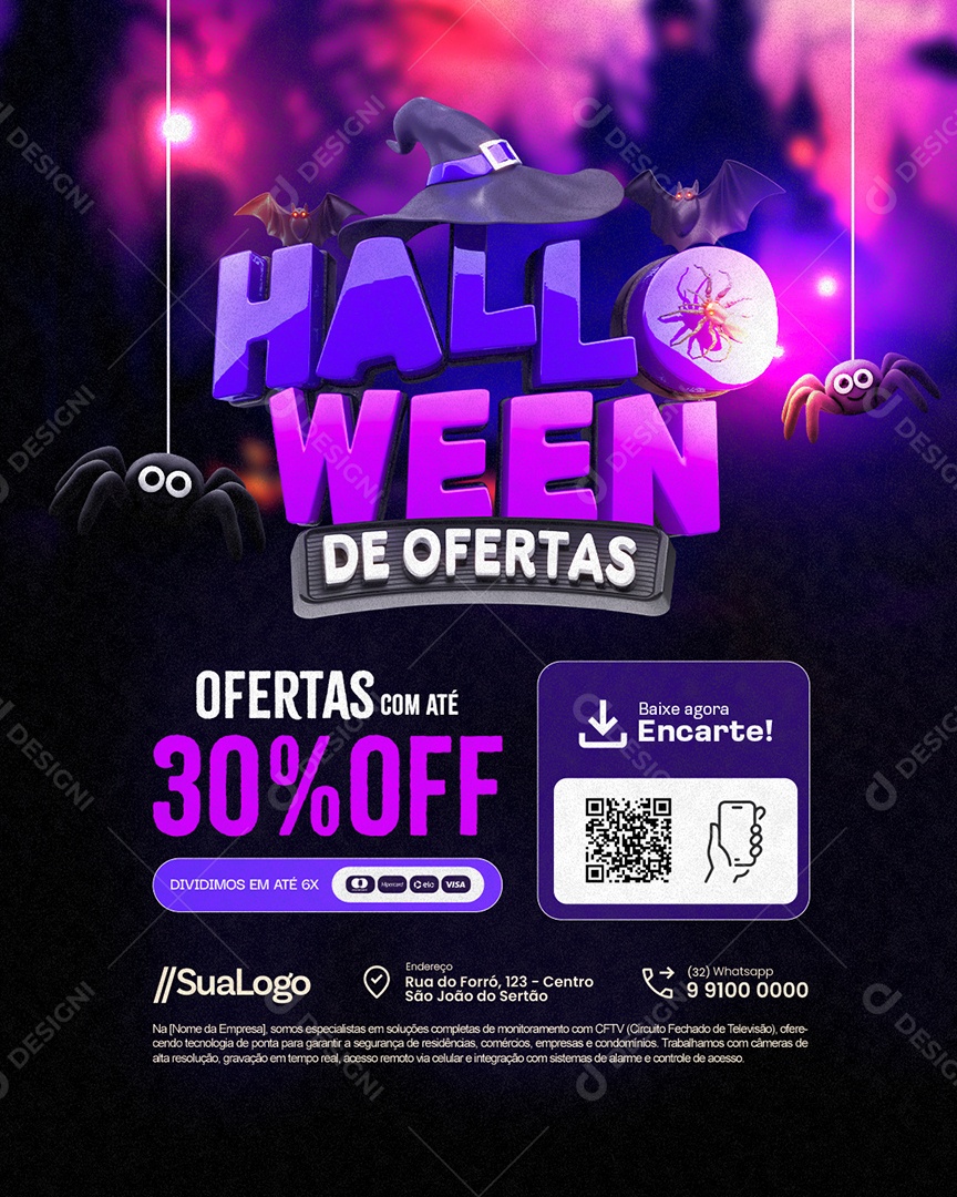Ofertas de Halloween Supermercado Ofertas com Até 30% Off Social Media PSD Editável