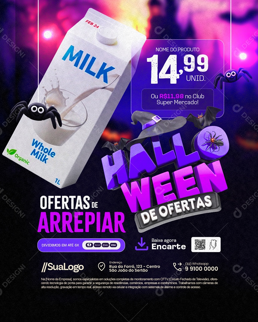 Ofertas de Halloween Supermercado Ofertas de Arrepiar Social Media PSD Editável